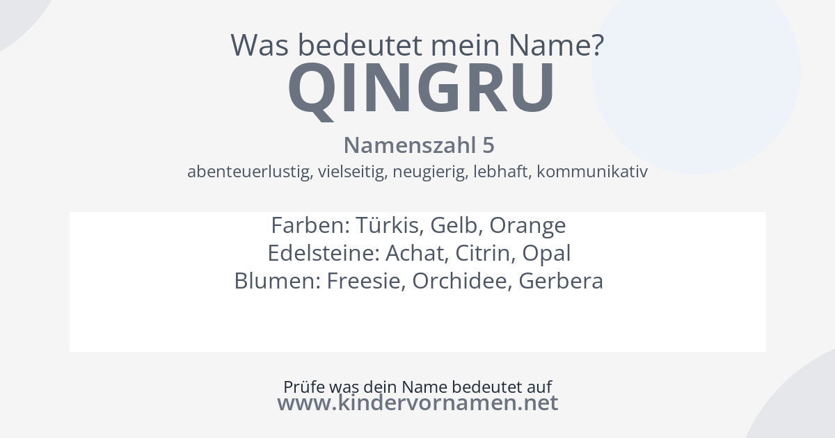Was bedeutet der Name Qingru?