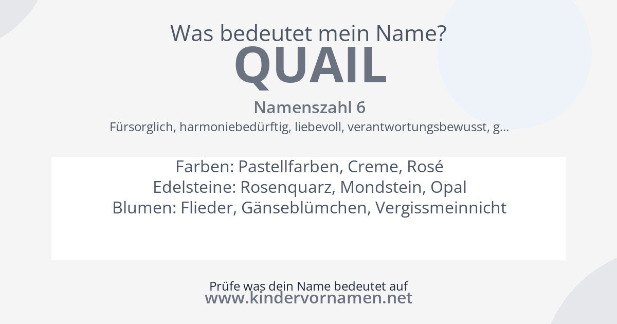 Was bedeutet der Name Quail?