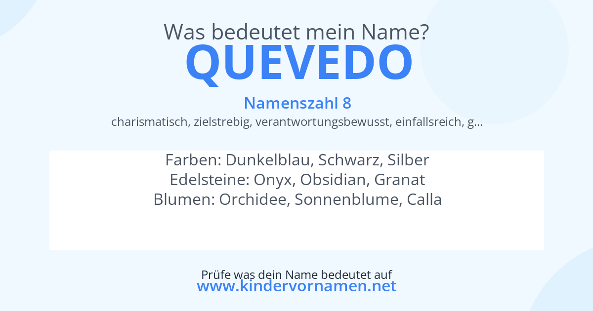 Was bedeutet der Name Quevedo?