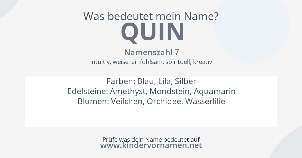 Was bedeutet der Name Quin?