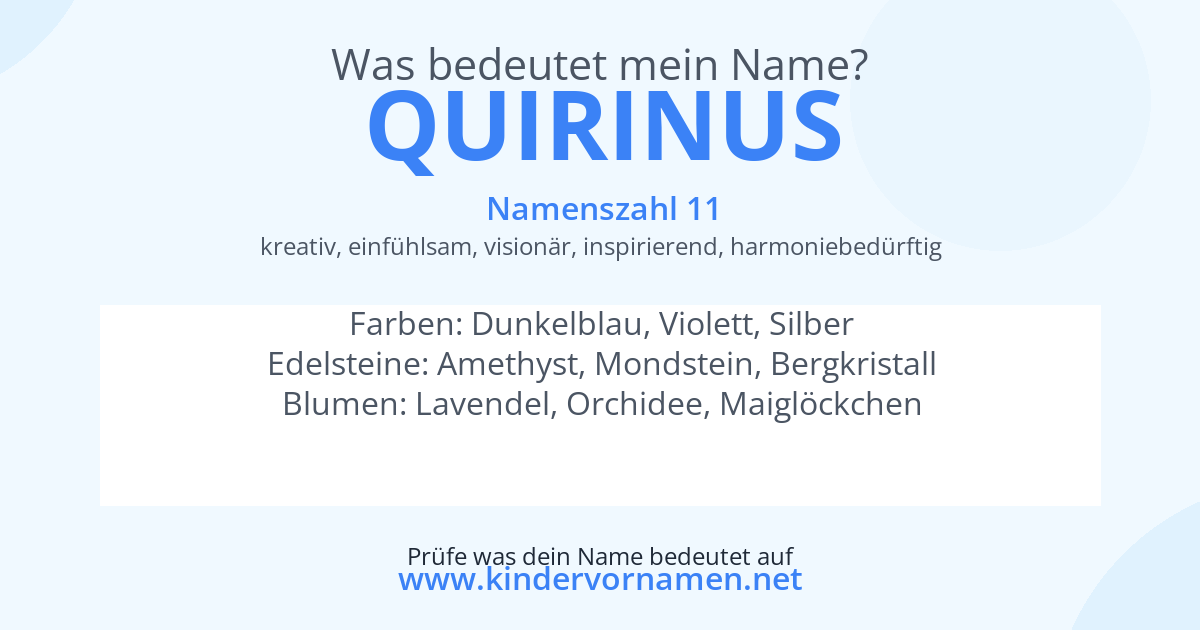 Was bedeutet der Name Quirinus?