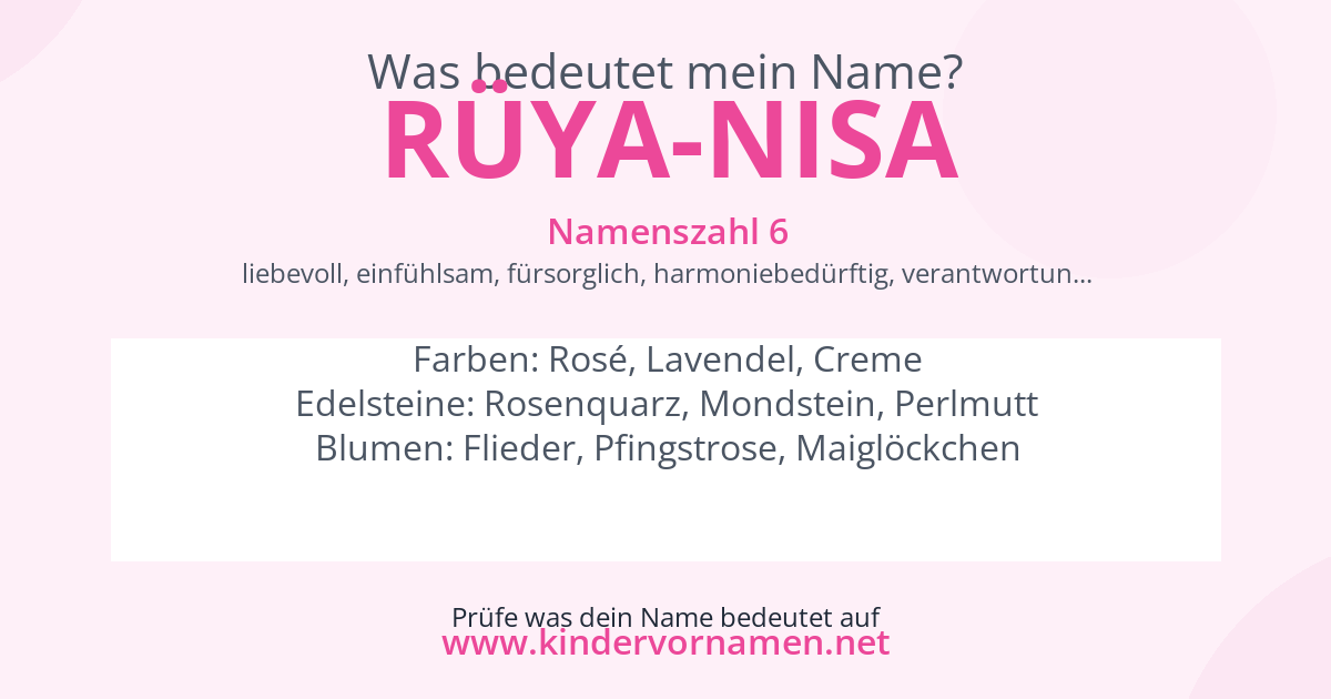 Was bedeutet der Name Rüya-Nisa?
