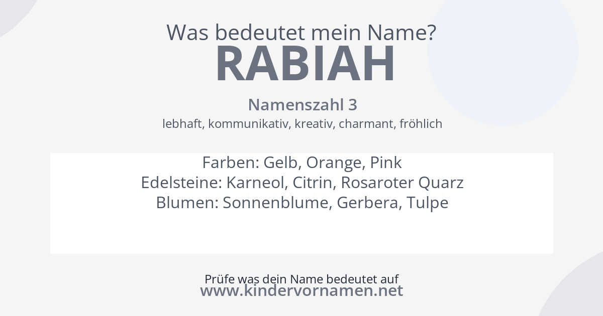 Was bedeutet der Name Rabiah?
