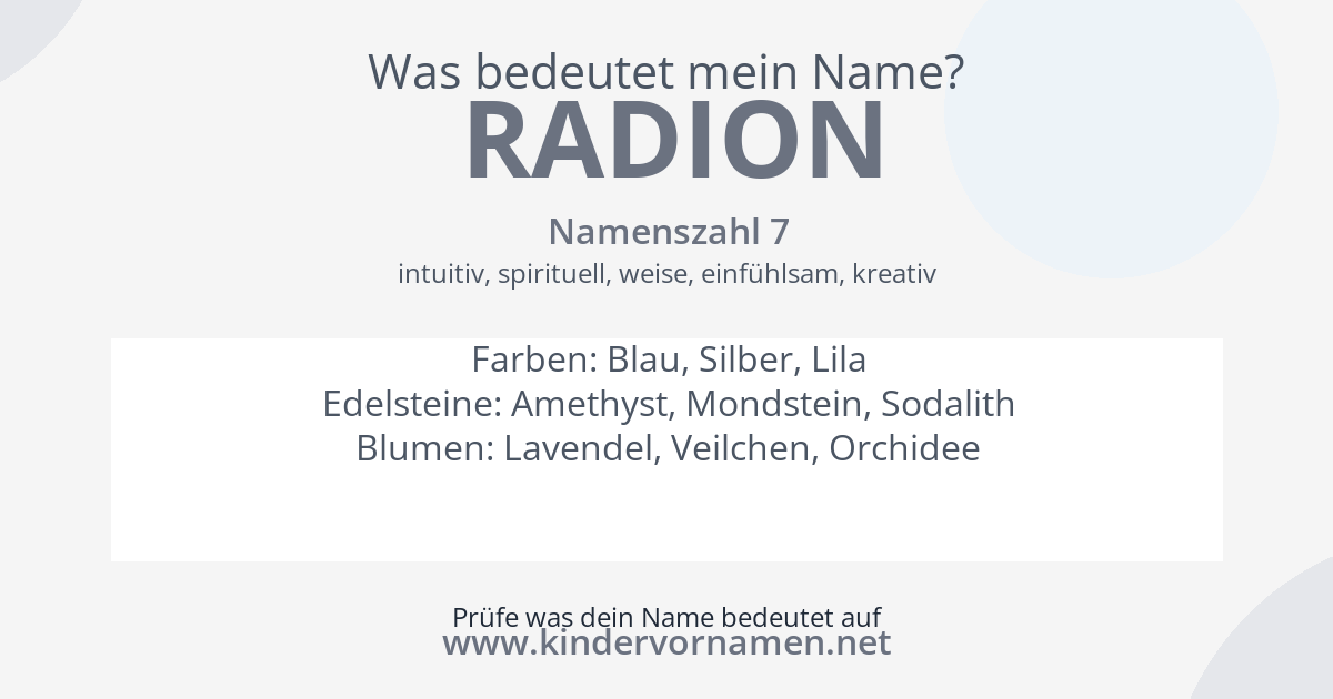 Was bedeutet der Name Radion?