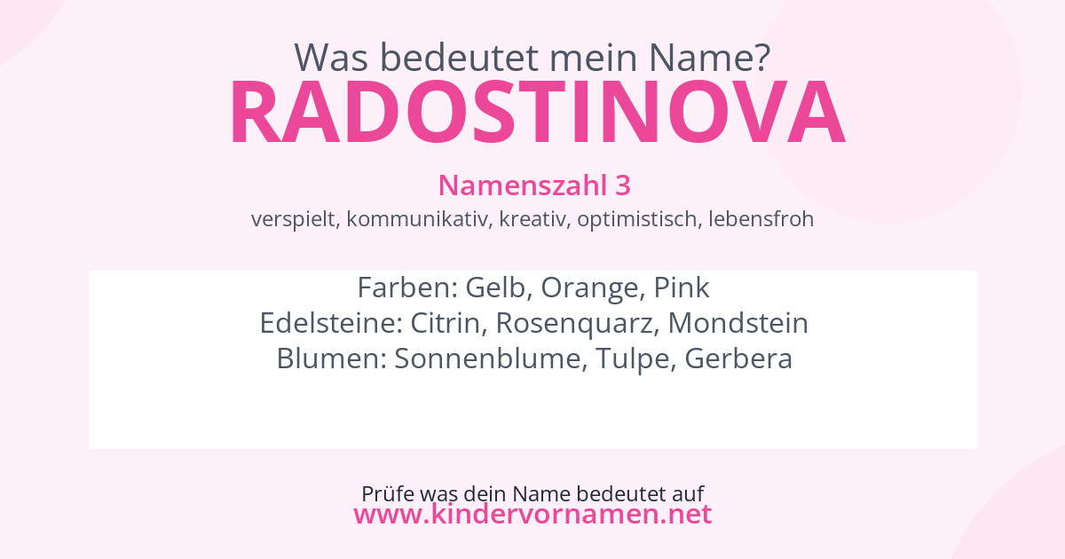Was bedeutet der Name Radostinova?