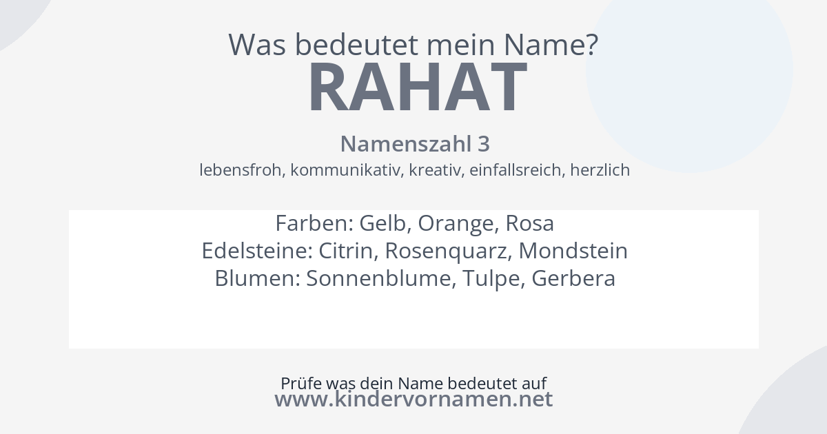 Was bedeutet der Name Rahat?