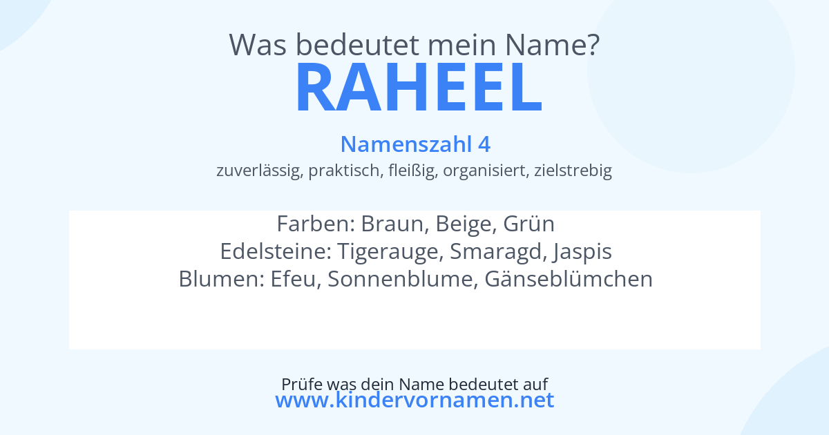 Was bedeutet der Name Raheel?