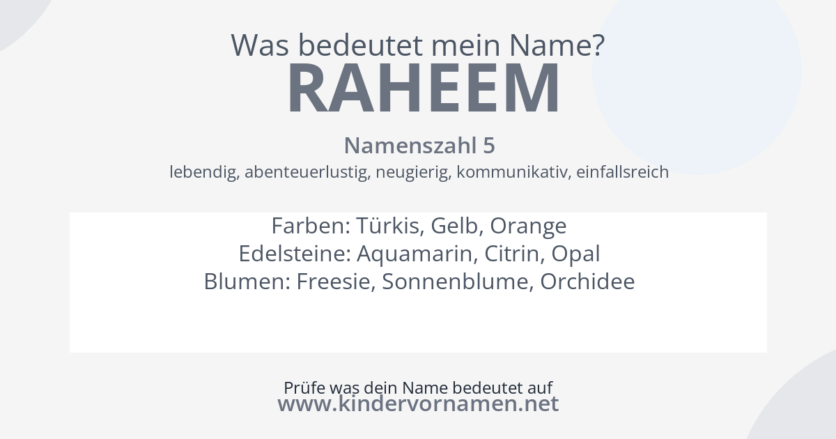 Was bedeutet der Name Raheem?