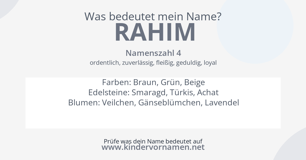 Was bedeutet der Name Rahim?