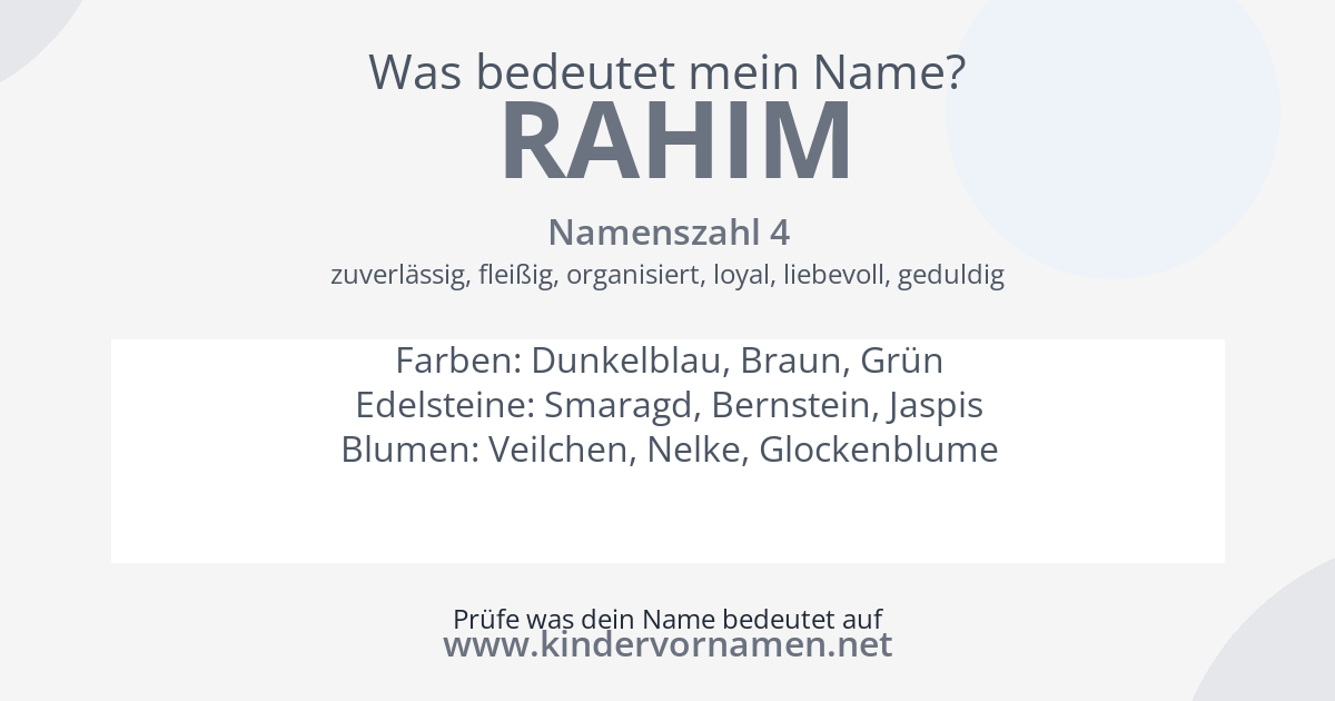 Was bedeutet der Name Rahim?