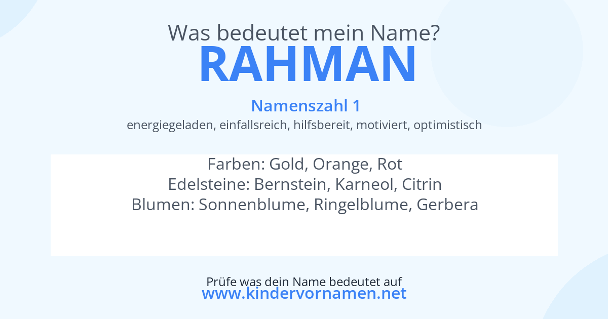 Was bedeutet der Name Rahman?