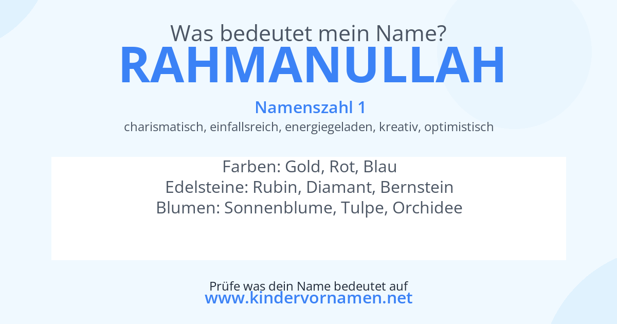 Was bedeutet der Name Rahmanullah?