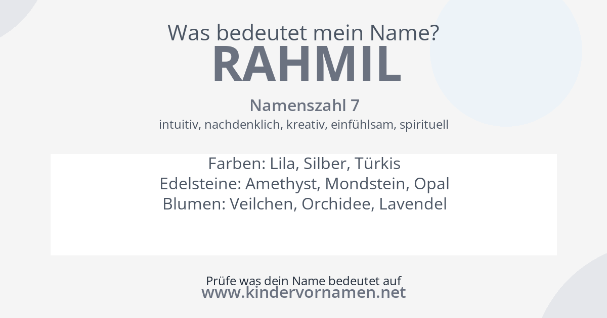 Was bedeutet der Name Rahmil?
