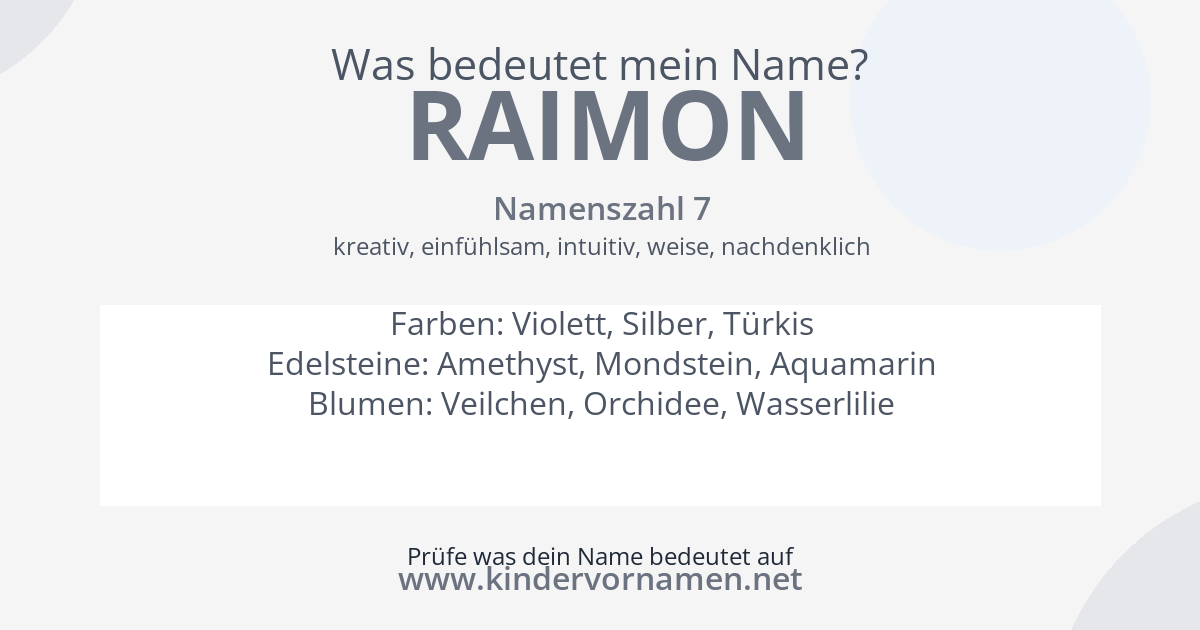 Was bedeutet der Name Raimon?