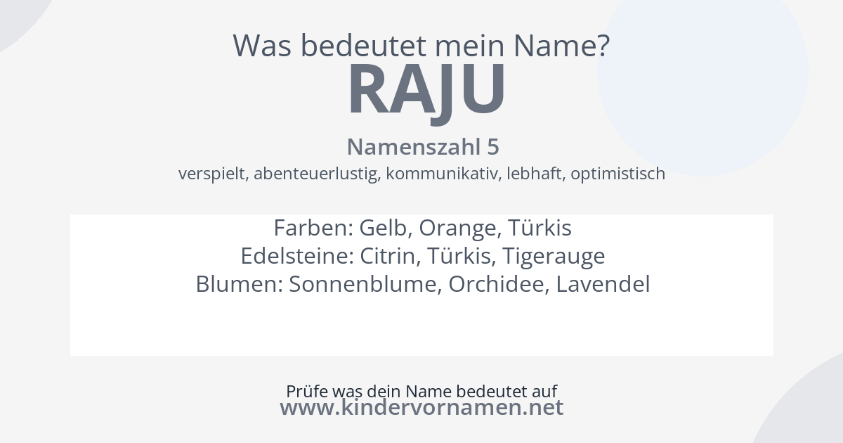 Was bedeutet der Name Raju?