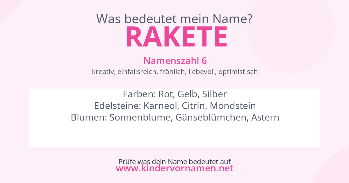 Was bedeutet der Name Rakete?