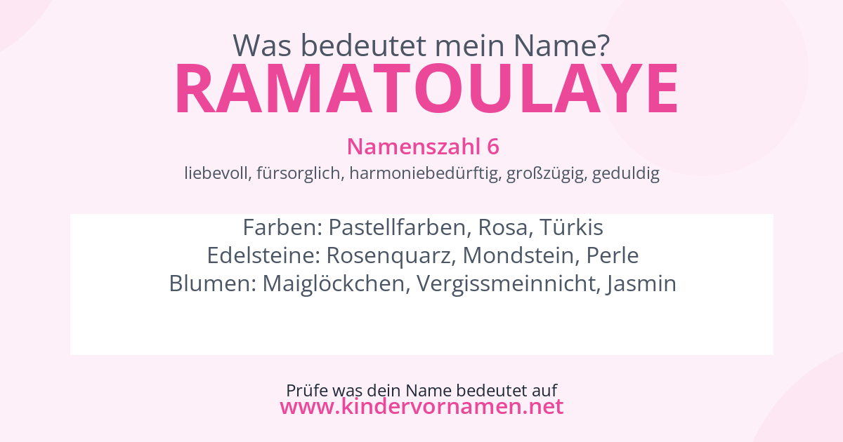 Was bedeutet der Name Ramatoulaye?