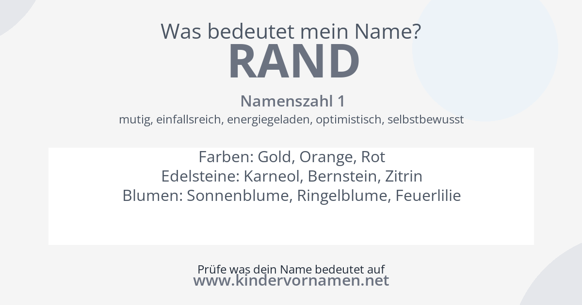 Was bedeutet der Name Rand?