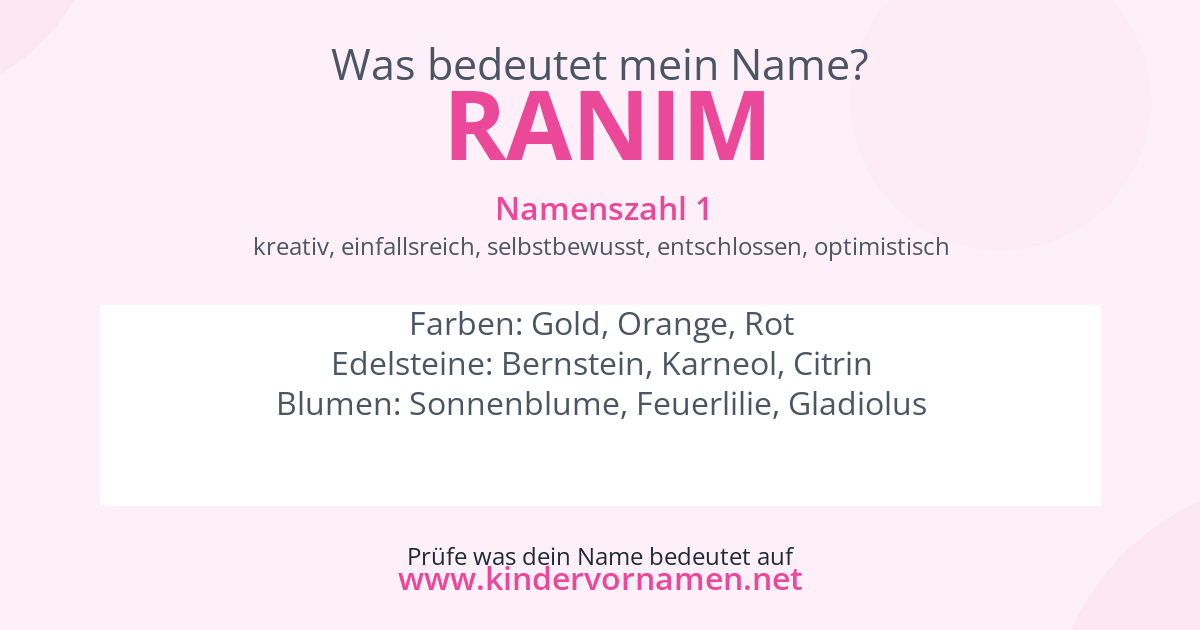 Was bedeutet der Name Ranim?