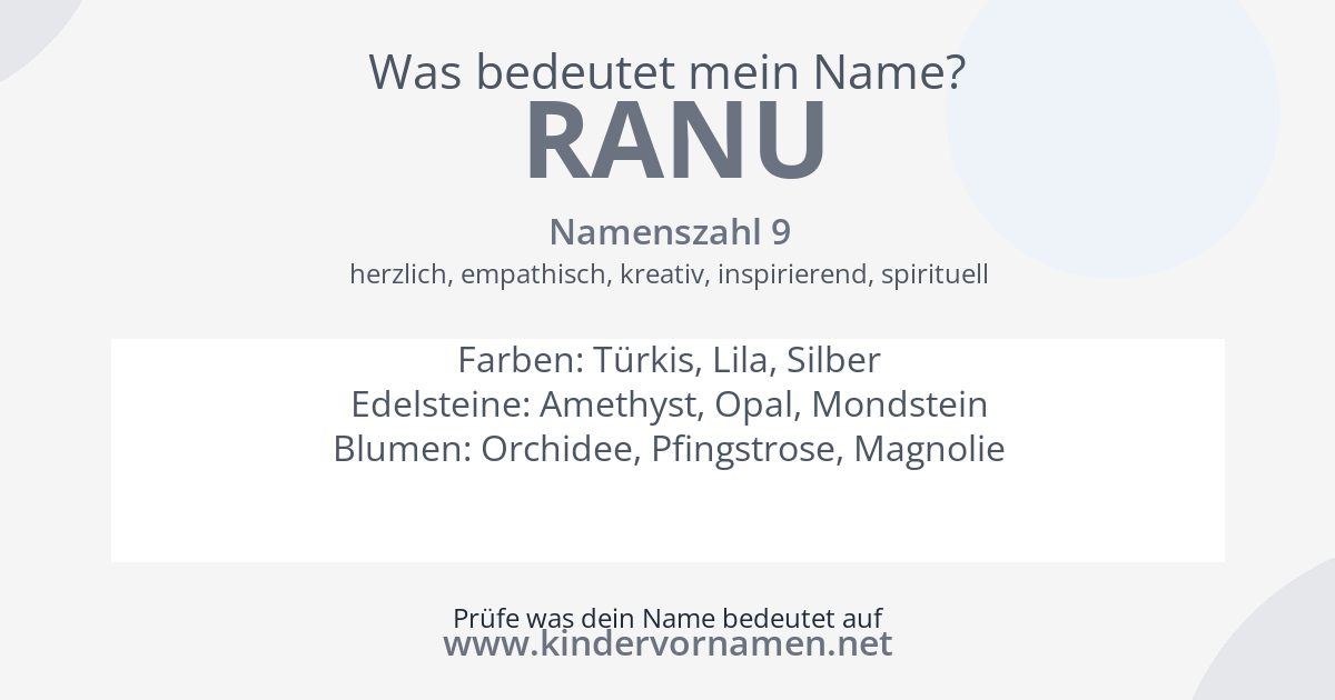 Was bedeutet der Name Ranu?