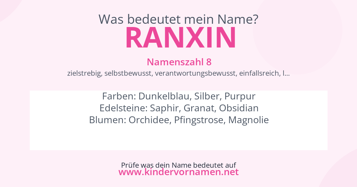Was bedeutet der Name Ranxin?