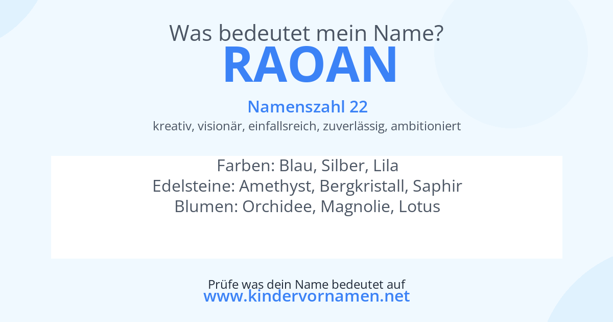 Was bedeutet der Name Raoan?