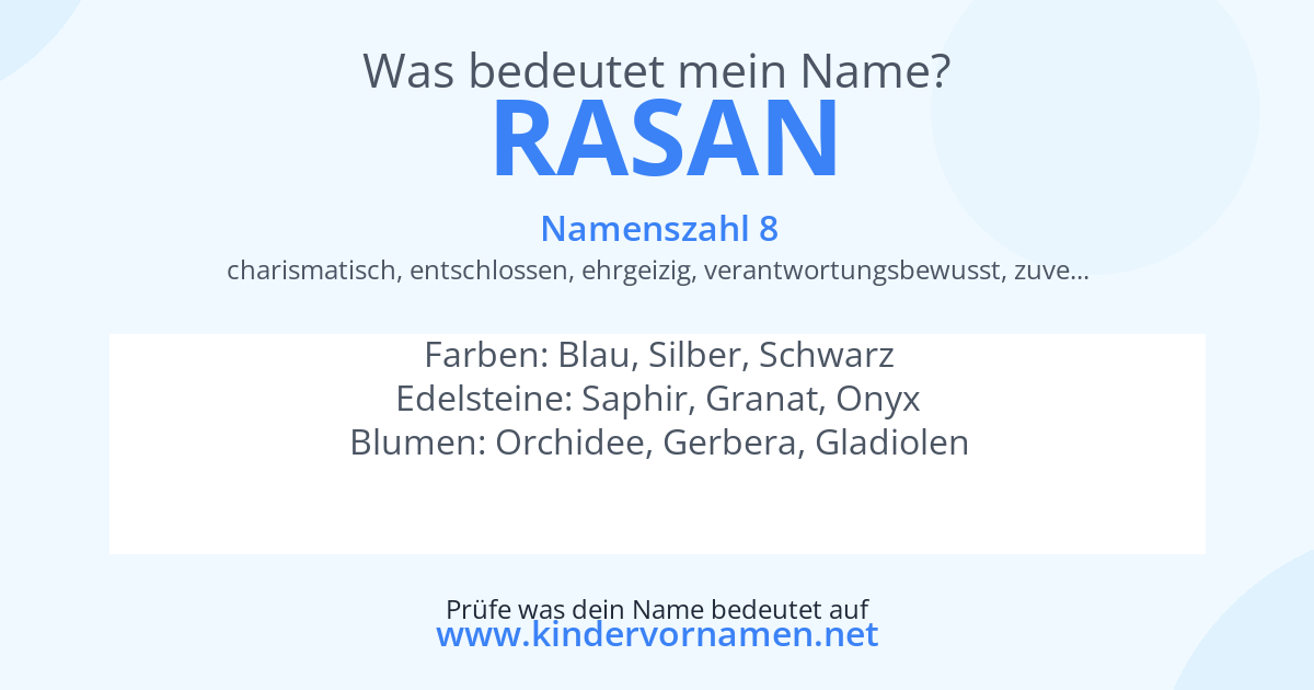 Was bedeutet der Name Rasan?