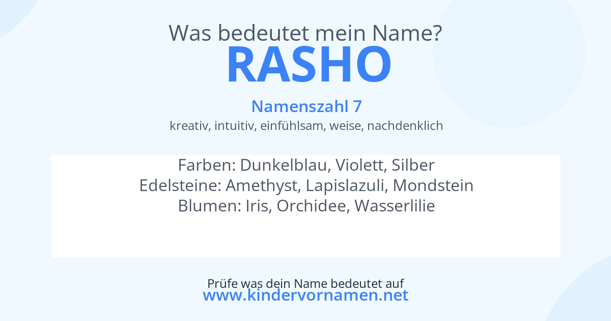 Was bedeutet der Name Rasho?
