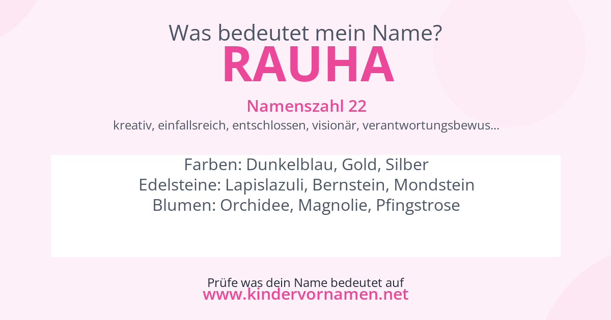 Was bedeutet der Name Rauha?