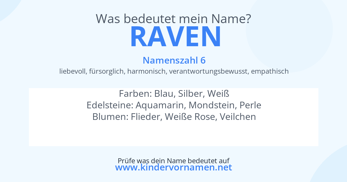 Was bedeutet der Name Raven?