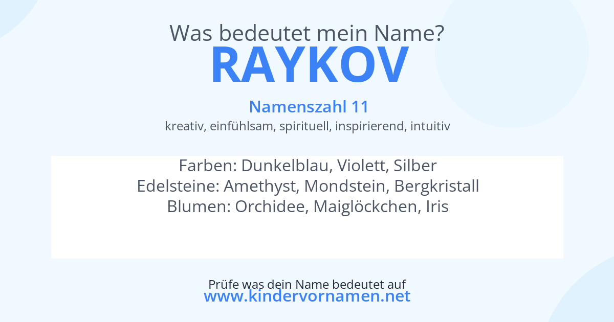 Was bedeutet der Name Raykov?