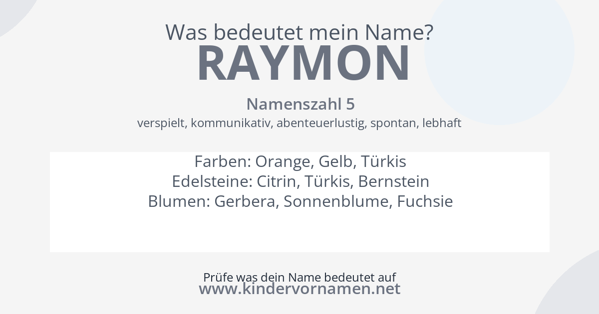 Was bedeutet der Name Raymon?