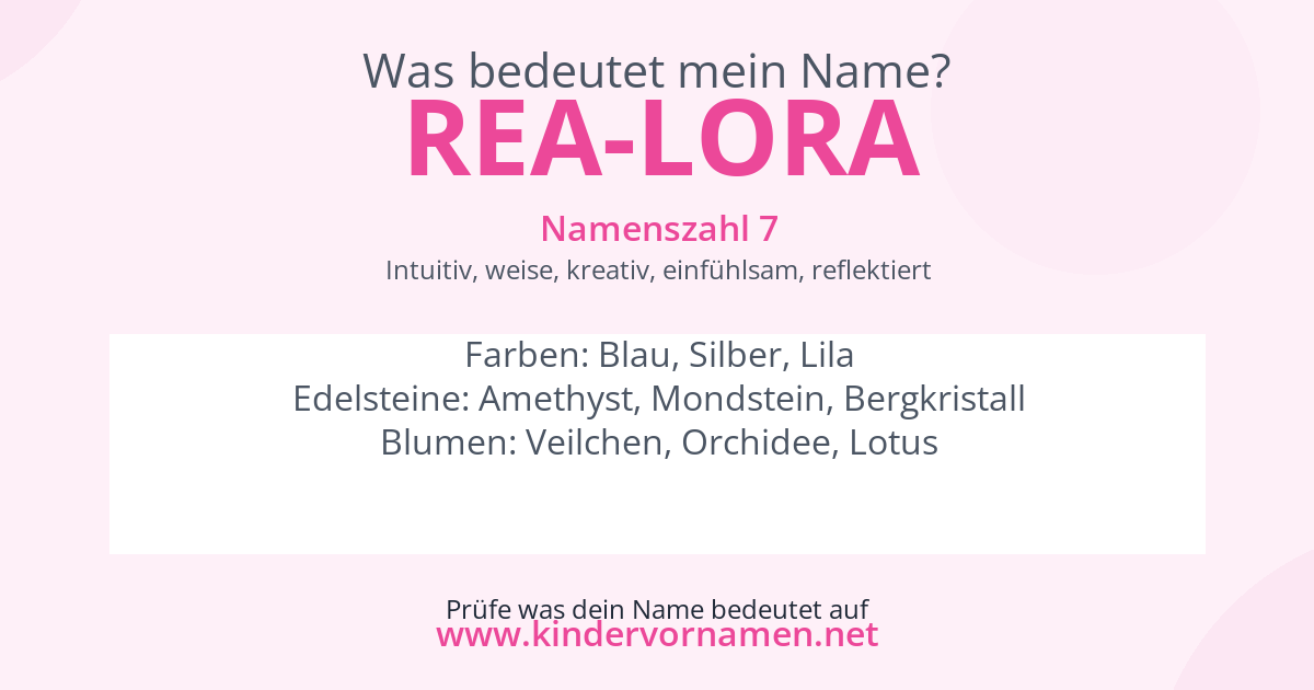 Was bedeutet der Name Rea-Lora?
