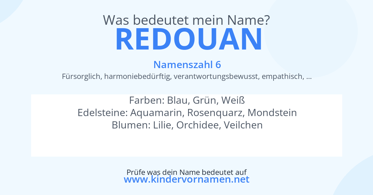 Was bedeutet der Name Redouan?