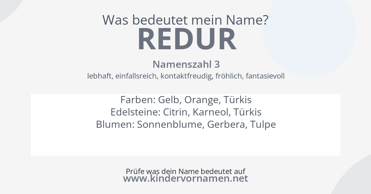 Was bedeutet der Name Redur?