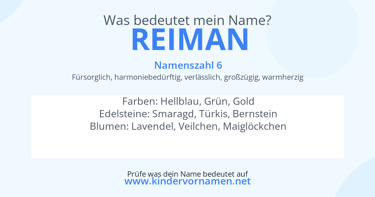 Was bedeutet der Name Reiman?