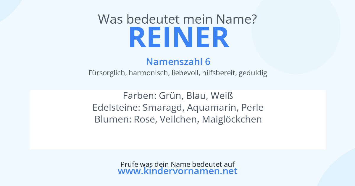 Was bedeutet der Name Reiner?