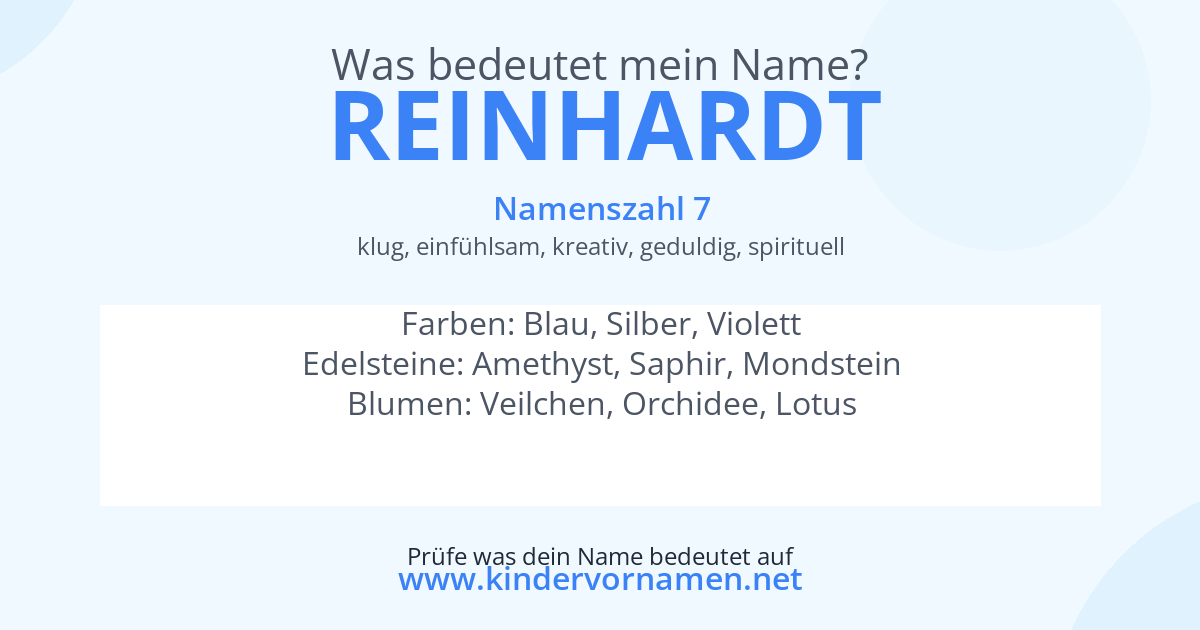 Was bedeutet der Name Reinhardt?