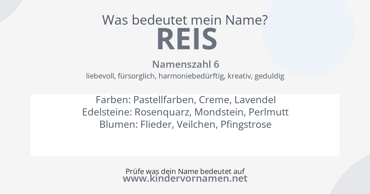 Was bedeutet der Name Reis?