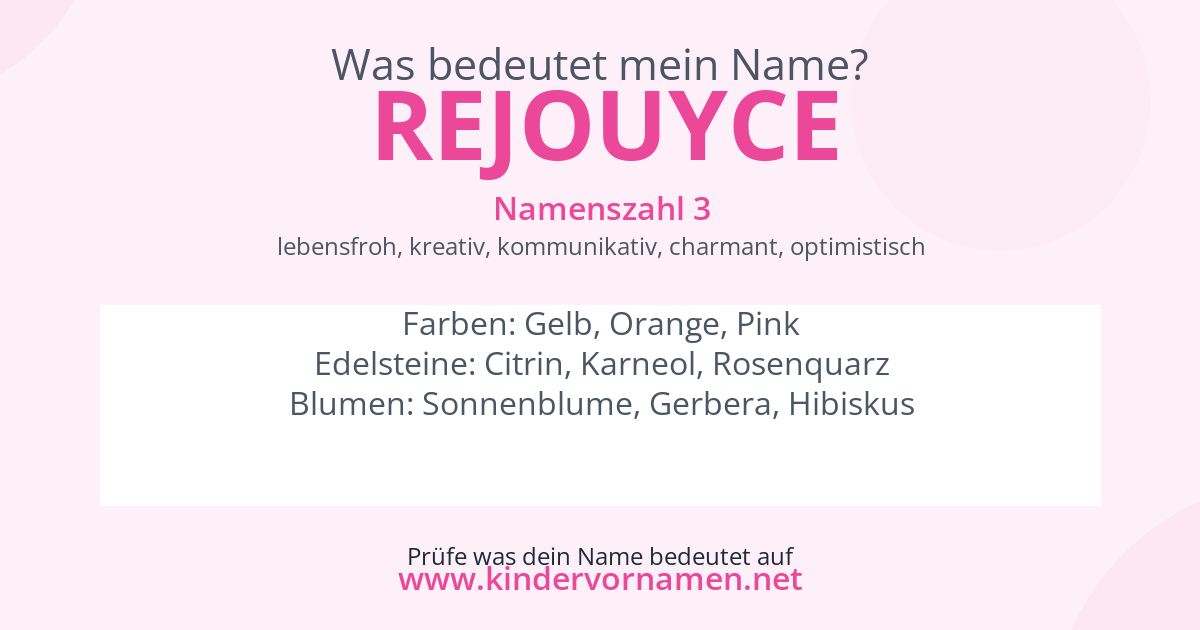 Was bedeutet der Name Rejouyce?