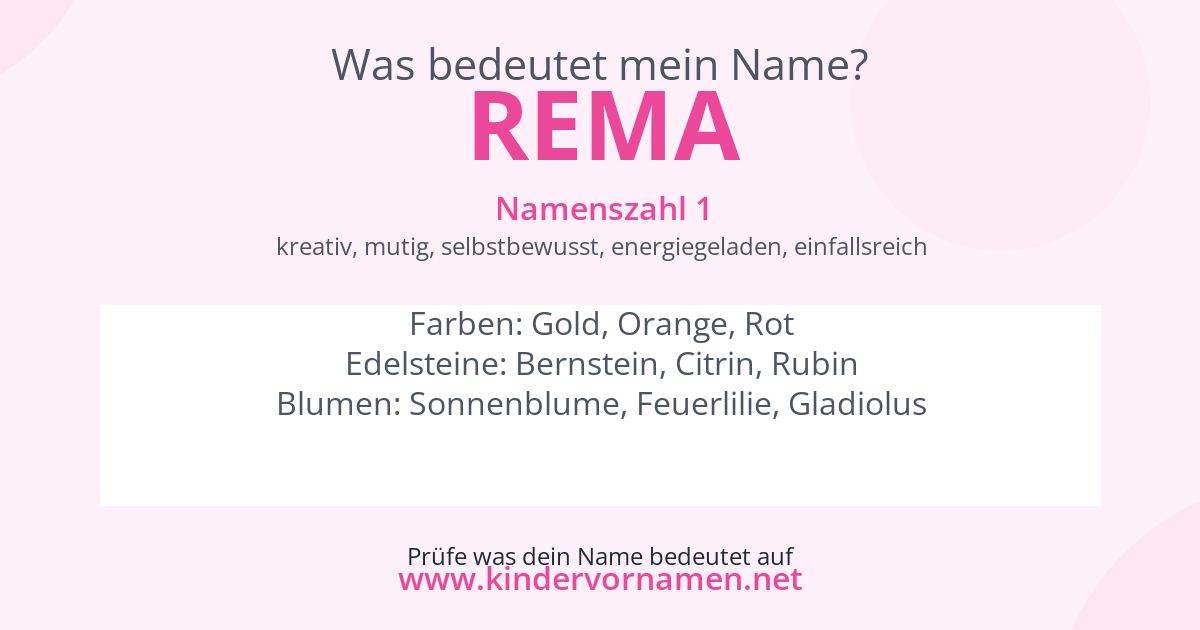 Was bedeutet der Name Rema?