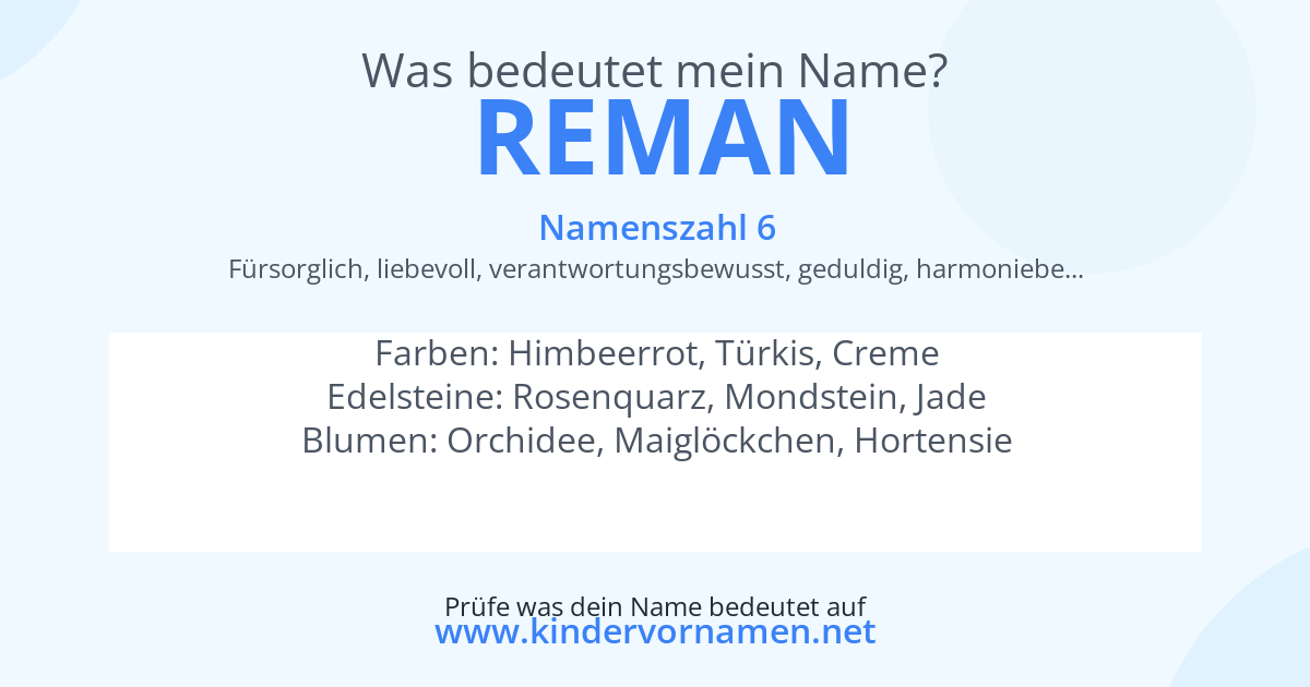 Was bedeutet der Name Reman?