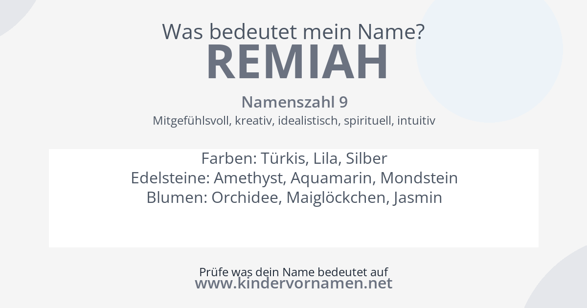 Was bedeutet der Name Remiah?