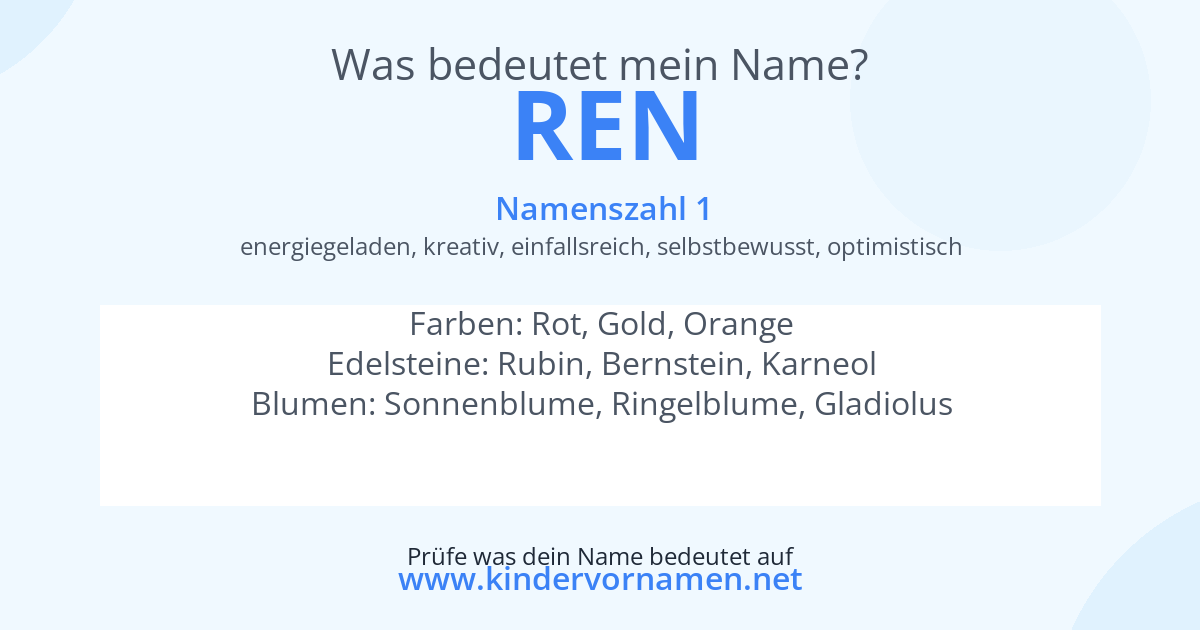 Was bedeutet der Name Ren?