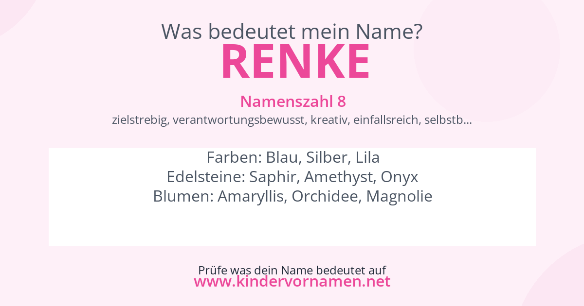 Was bedeutet der Name Renke?