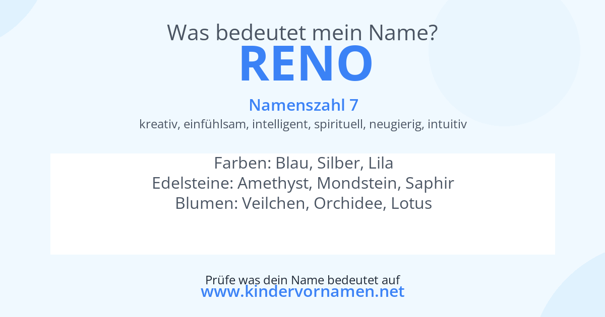 Was bedeutet der Name Reno?