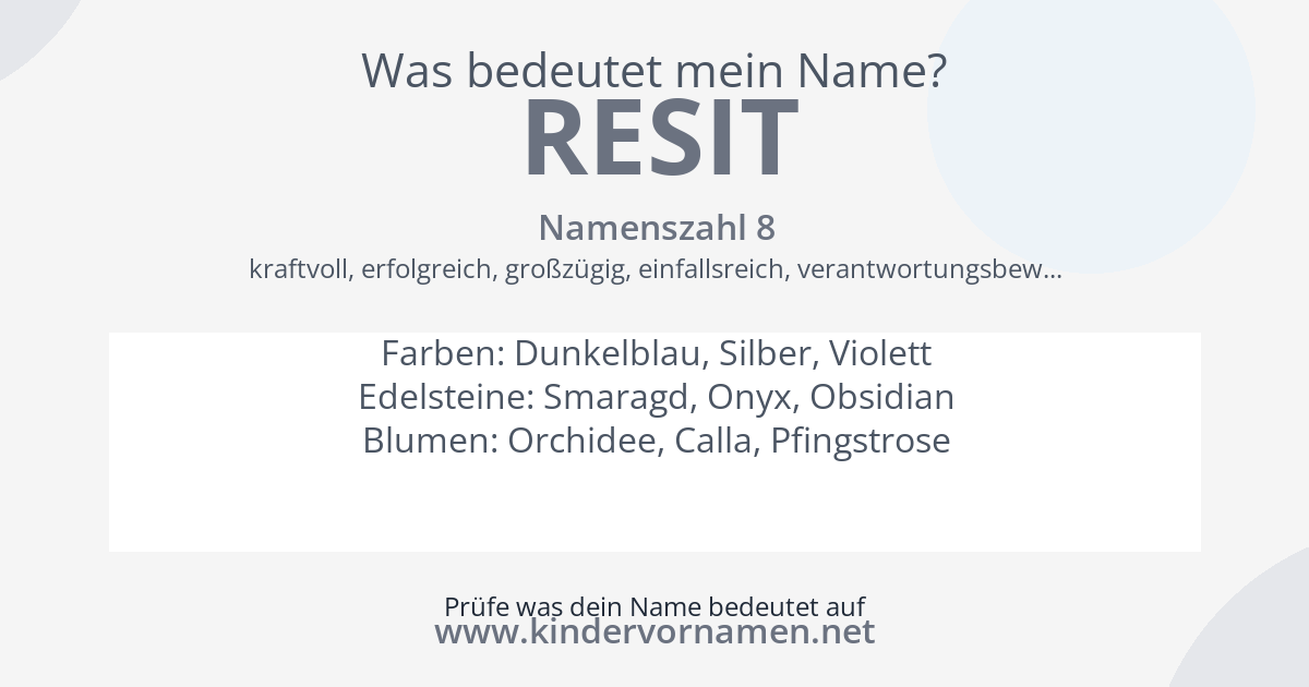 Was bedeutet der Name Resit?