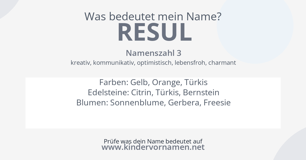 Was bedeutet der Name Resul?