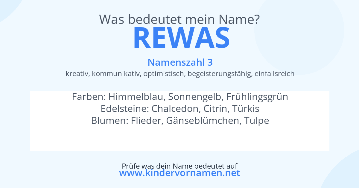 Was bedeutet der Name Rewas?