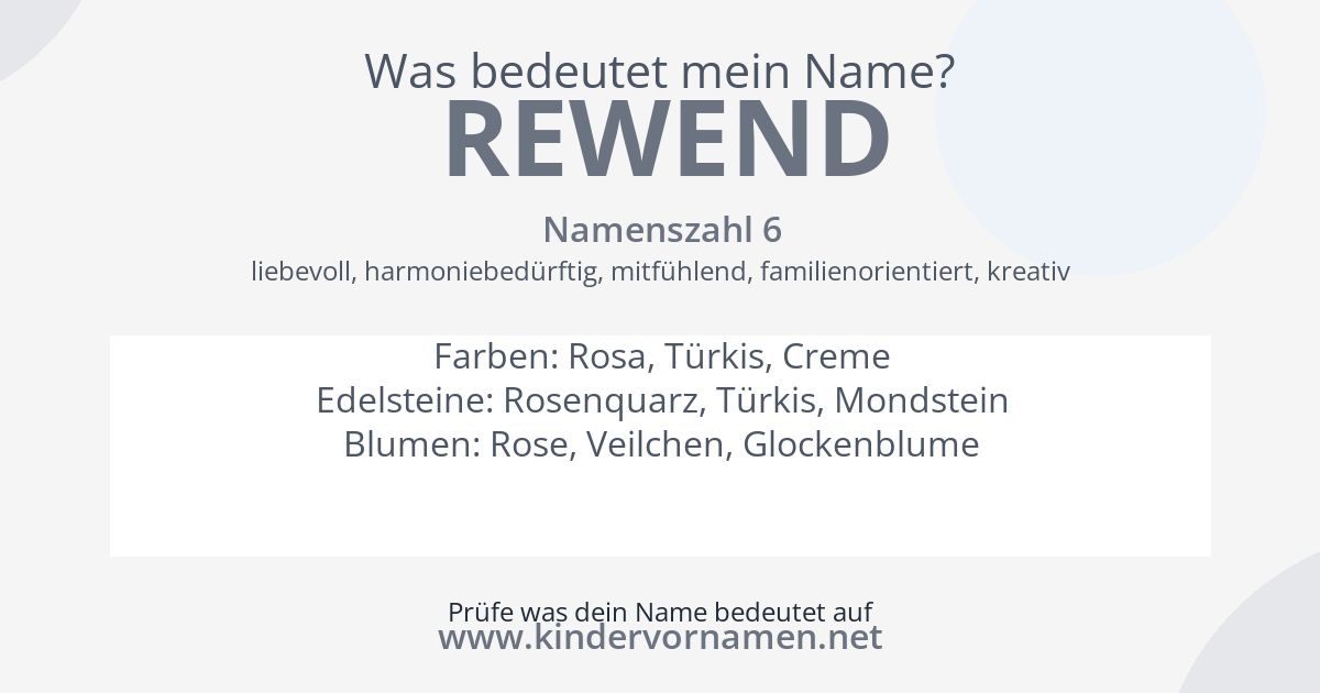 Was bedeutet der Name Rewend?
